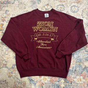 Vintage Zion Women Sweatshirt XL Maroon Crewneck “Fulfilling God’s Mission”